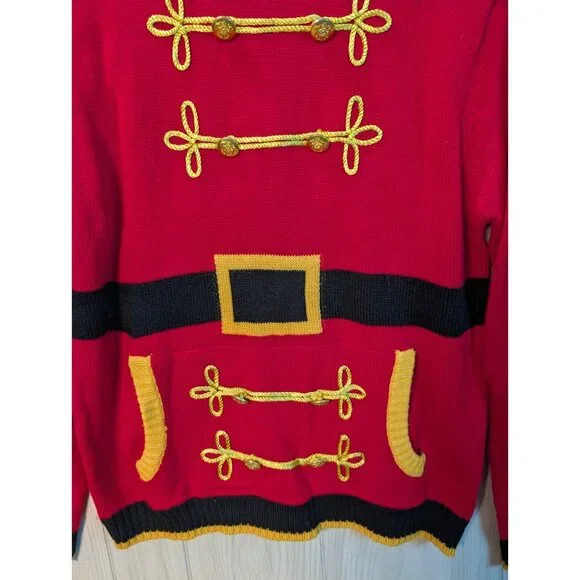 33 Degrees Ugly Christmas Sweater M Mens Nutcracker Soldier Holiday Party Fun - Picture 3 of 7